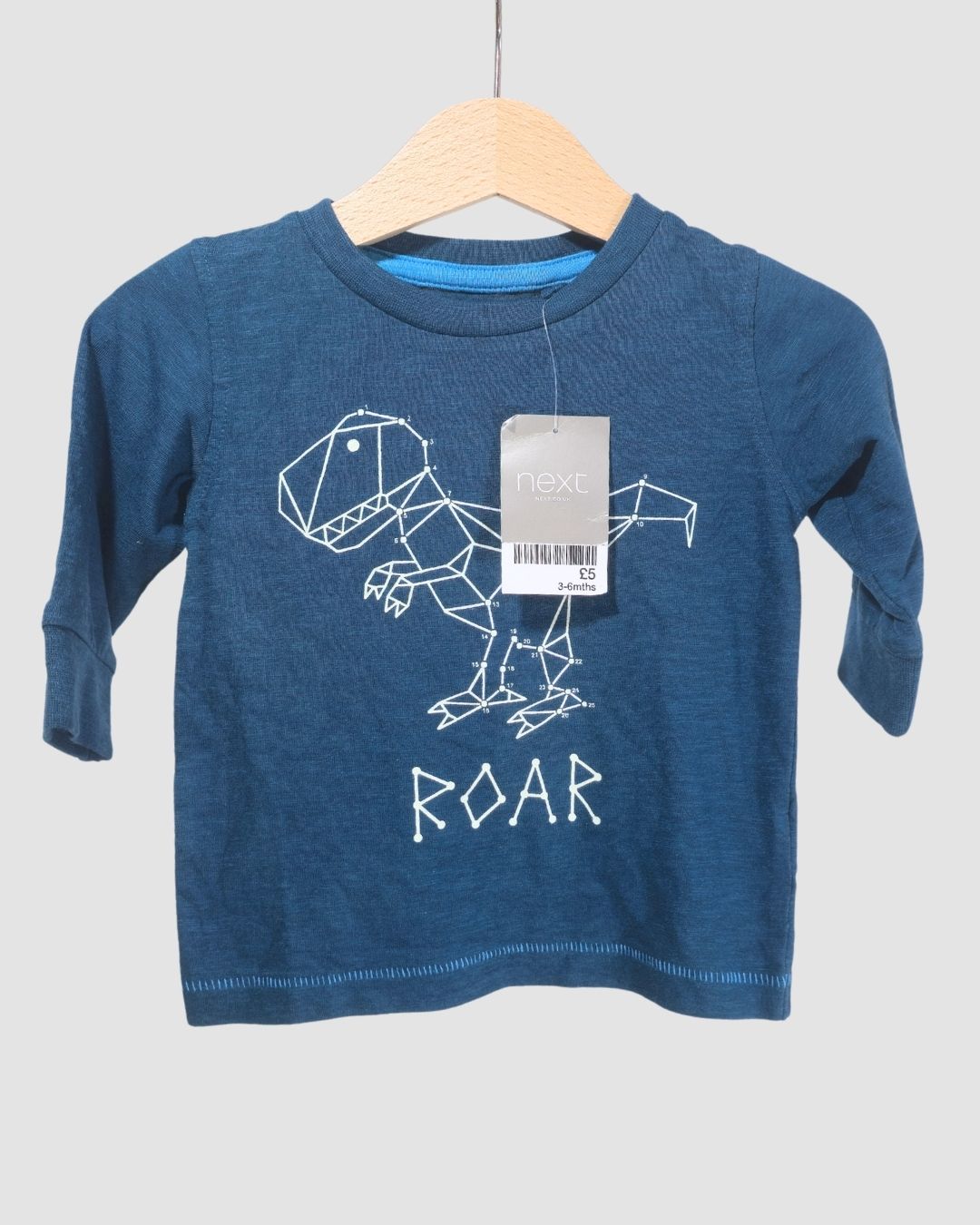 Синя тънка блуза с динозавър