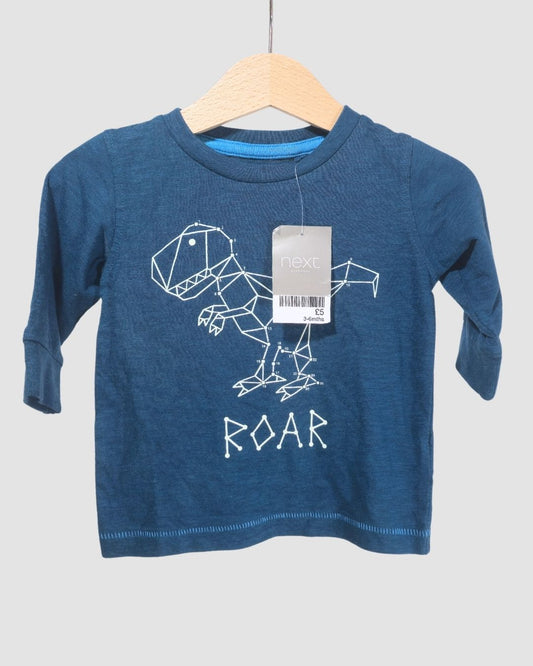 Синя тънка блуза с динозавър