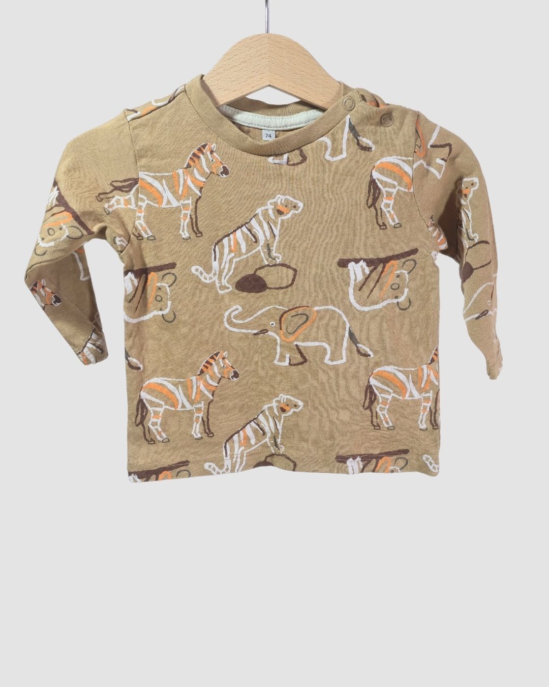 Кафява блуза с принт на животни